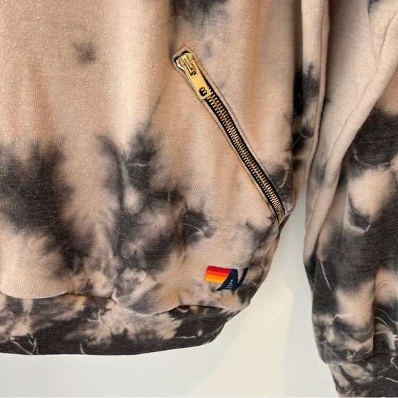 Aviator Nation Hand-Dyed Zip Sweatshirt Tan and Black Size Large - Picture 8 of 15